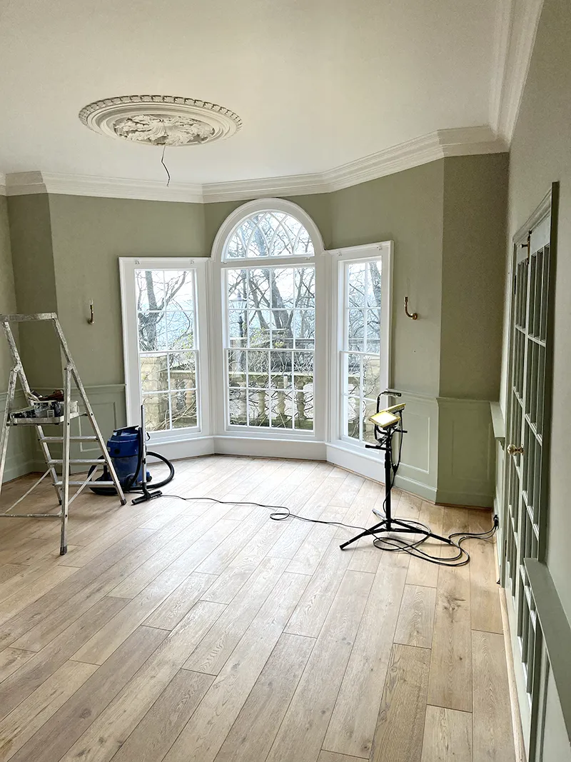 Decorating work carried out in a house, Bath